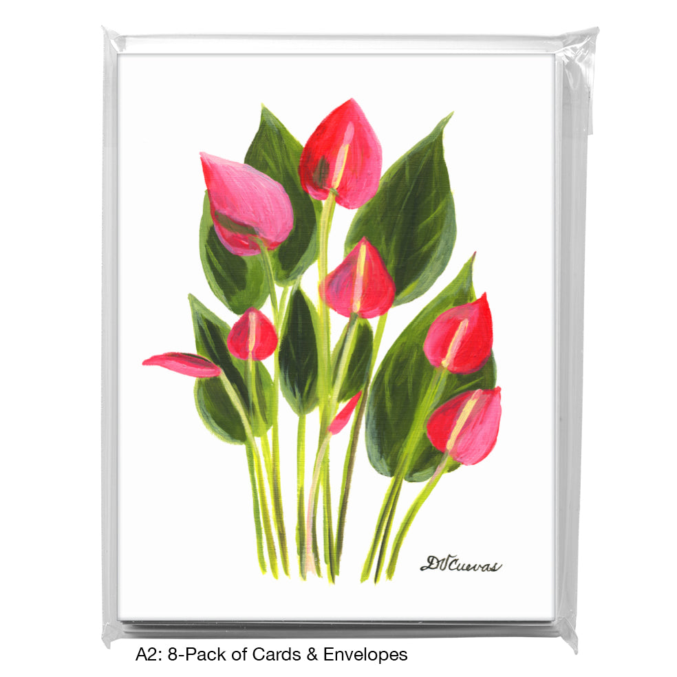 Flamingo Flowers, Greeting Card (7406A), A2 Card 8-Pack, www.printedcanvas.com