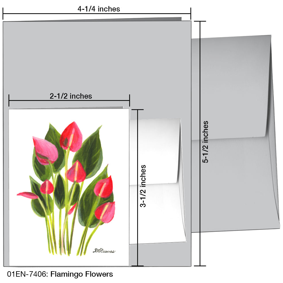 Flamingo Flowers, Greeting Card (7406A), Enclosure Card, www.printedcanvas.com
