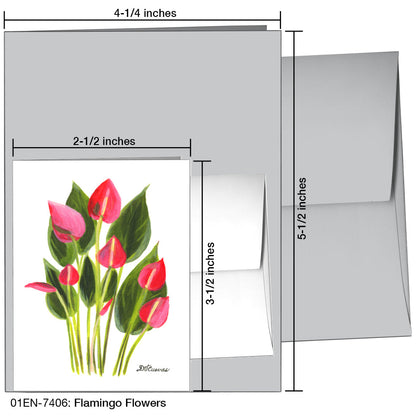 Flamingo Flowers, Greeting Card (7406A), Enclosure Card, www.printedcanvas.com