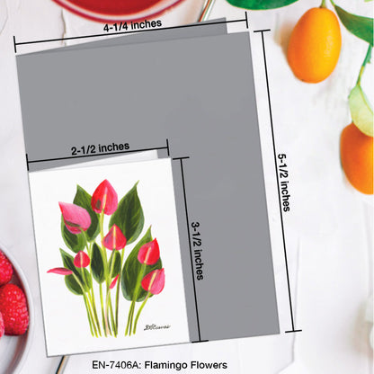 Flamingo Flowers, Greeting Card (7406A), Enclosure Card, www.printedcanvas.com