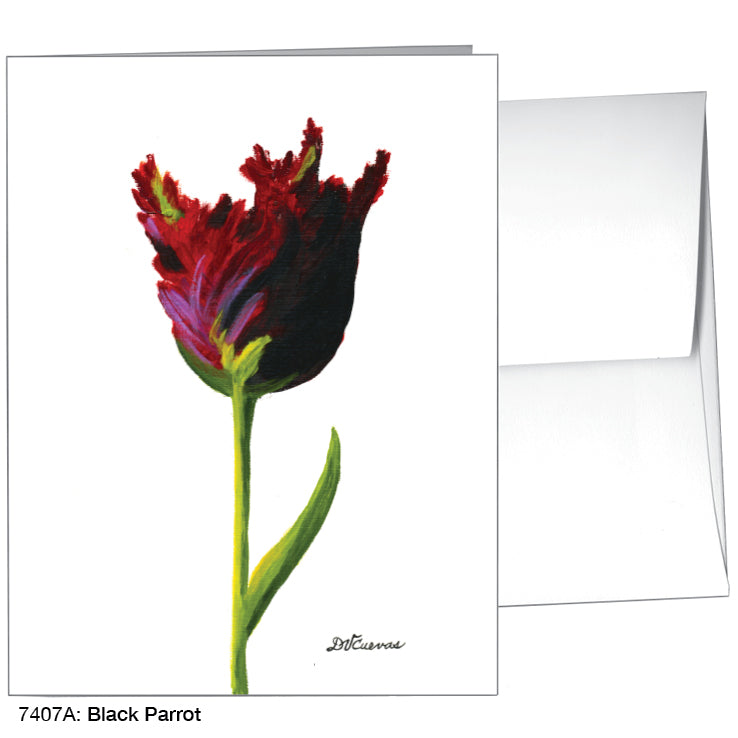 Black Parrot, Greeting Card (#7407A), A2 Card Front, www.printedcanvas.com