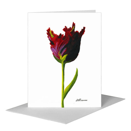 Black Parrot, Greeting Card (#7407A) A2 Card Front, www.printedcanvas.com