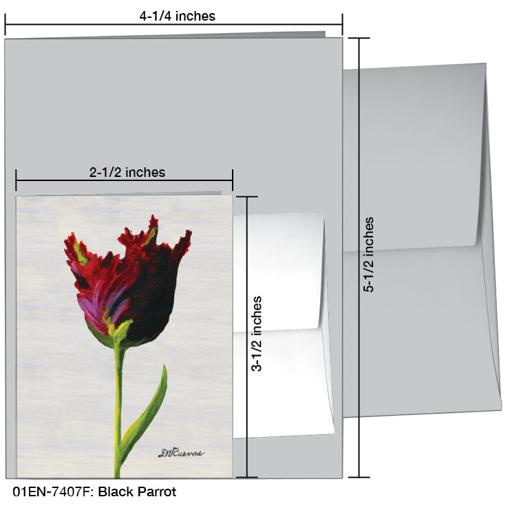 Black Parrot, Greeting Card (7407F)