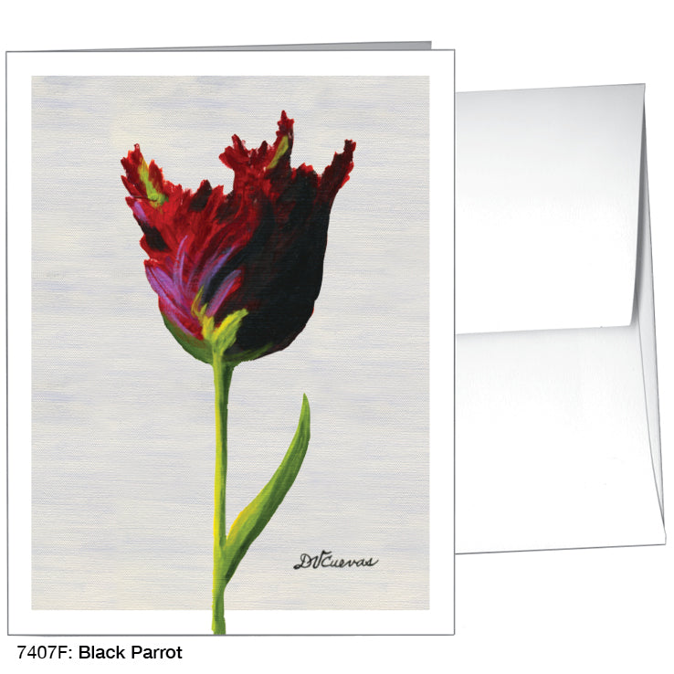 Black Parrot, Greeting Card (7407F), A2 Card, www.printedcanvas.com