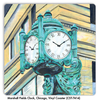 Marshall Fields Clock, Chicago, Vinyl Coaster (CST-7414) - Printed Canvas