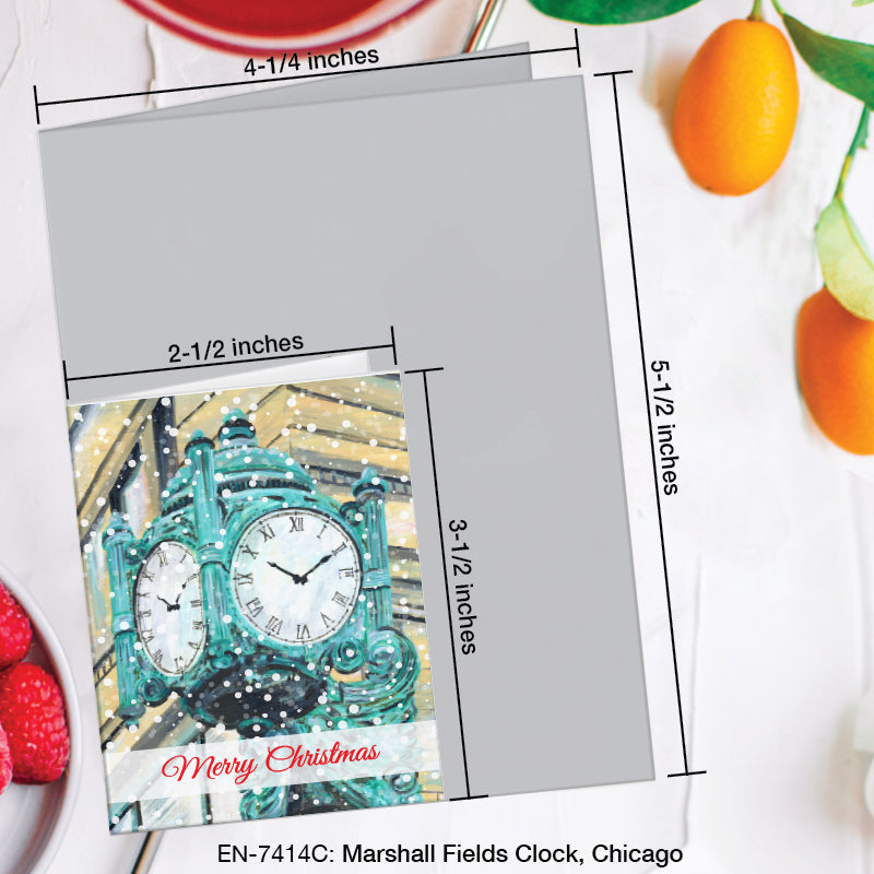 Marshall Fields Clock, Chicago, Greeting Card (7414C), Enclosure Card, www.printedcanvas.com