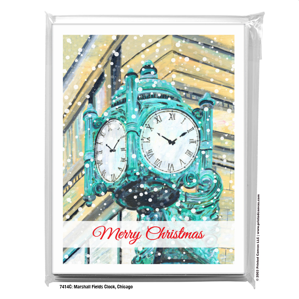 Marshall Fields Clock, Chicago, Greeting Card (#7414C), 8-Pack, www.printedcanvas.com