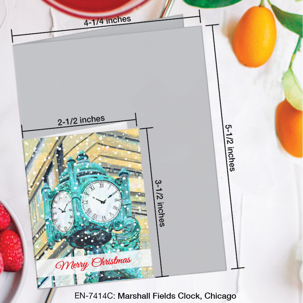 Marshall Fields Clock, Chicago, Greeting Card (#7414C)
