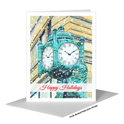 Marshall Fields Clock, Chicago, Greeting Card (#7414D)