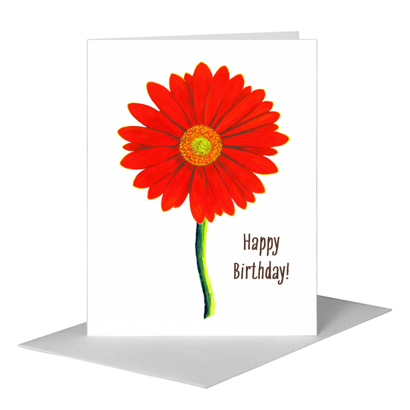 Giant Gerber Red, Greeting Card (#7416E) A2 Card Front, www.printedcanvas.com