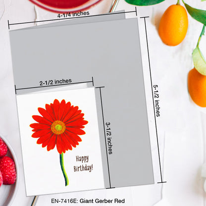 Giant Gerber Red, Greeting Card (7416E), Enclosure, www.printedcanvas.com