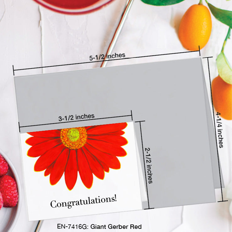 Giant Gerber Red, Greeting Card (7416G), Enclosure, www.printedcanvas.com