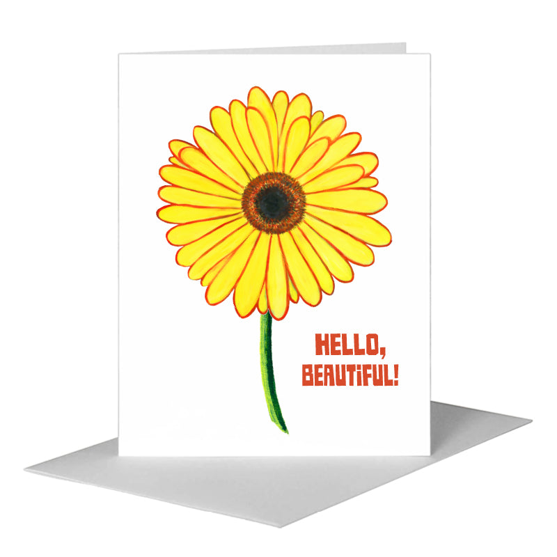 Giant Gerber Yellow, Greeting Card (#7417A) A2 Card Front, www.printedcanvas.com