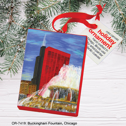 Buckingham Fountain, Chicago, Ornament (OR-7419), Front, printedcanvas.com