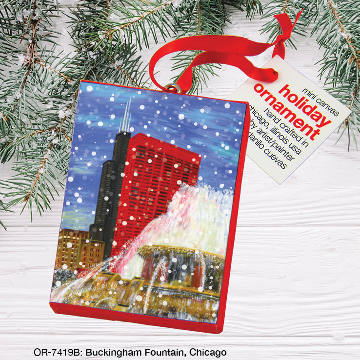 Buckingham Fountain, Chicago, Ornament (OR-7419B), Front, printedcanvas.com