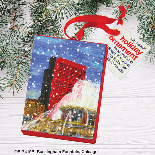 Buckingham Fountain, Chicago, Ornament (OR-7419B), Front, printedcanvas.com