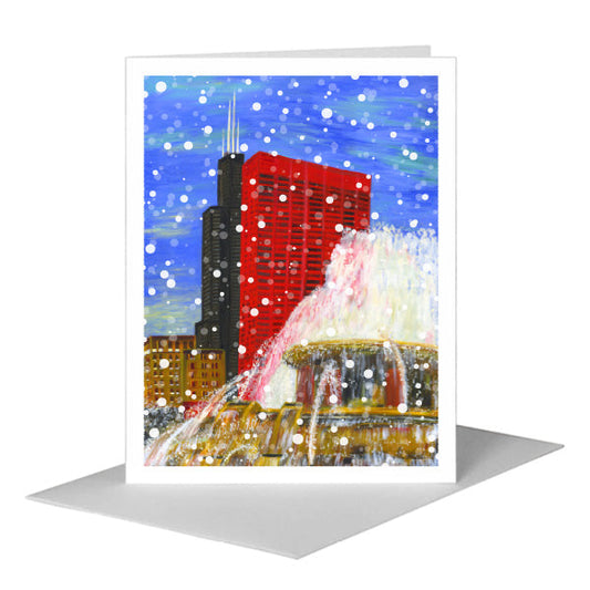 Buckingham Fountain, Chicago, Greeting Card (#7419B) A2 Card Front, www.printedcanvas.com