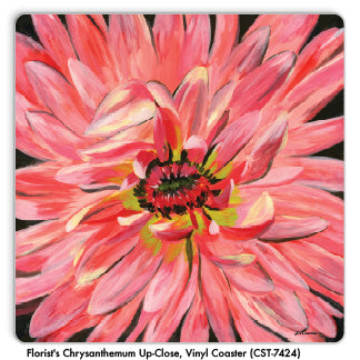Florist's Chrysanthemum Up-Close, Vinyl Coaster (CST-7424) - Printed Canvas