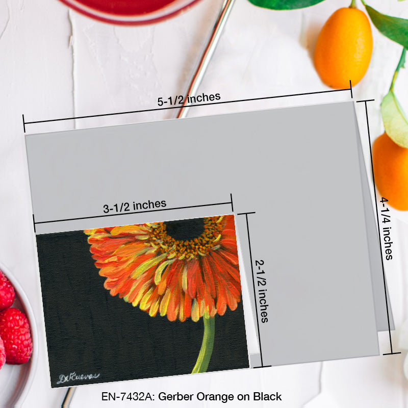Gerber Orange on Black, Greeting Card (7432A), Enclosure Card, www.printedcanvas.com