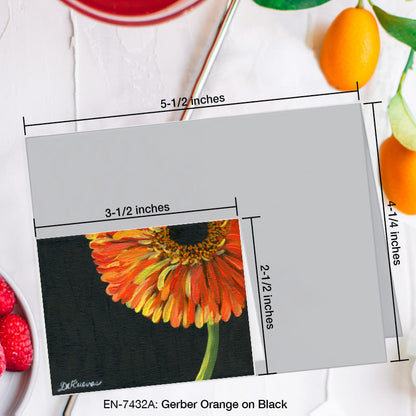Gerber Orange on Black, Greeting Card (7432A), Enclosure Card, www.printedcanvas.com