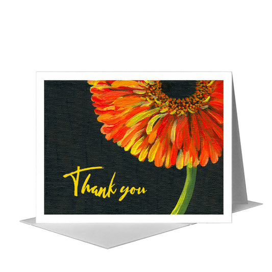 Gerber Orange on Black, Greeting Card (#7432AA) A2 Card Front, www.printedcanvas.com