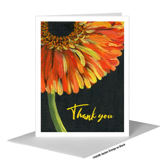 Gerber Orange on Black, Greeting Card (#7432AB)
