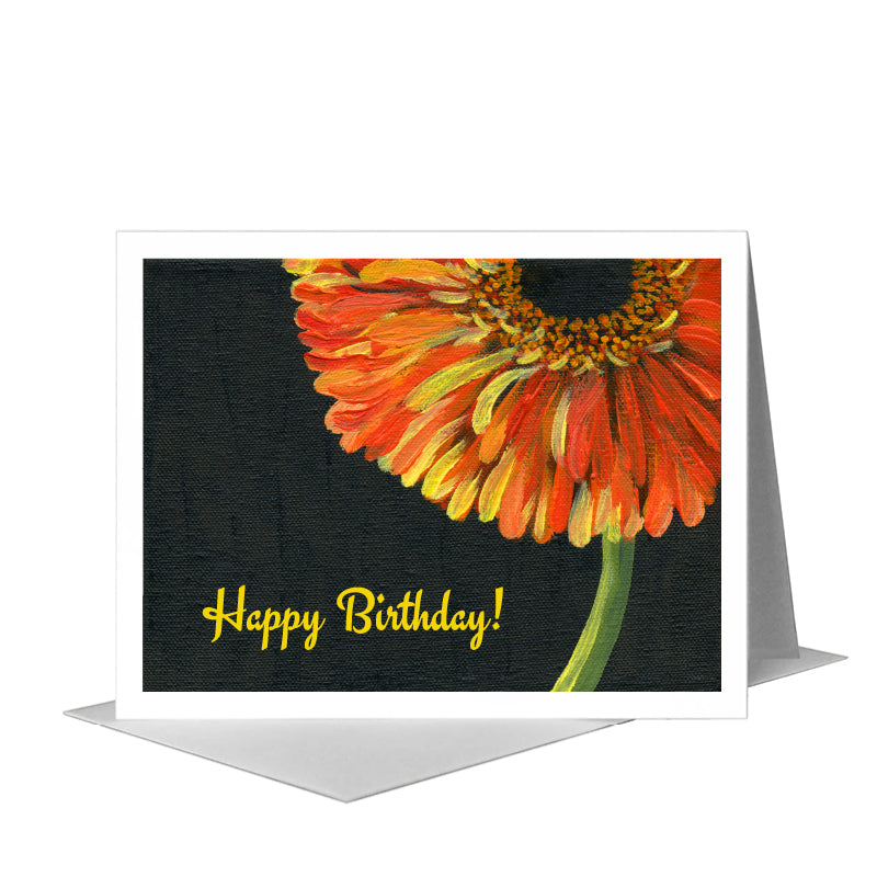 Gerber Orange on Black, Greeting Card (#7432AC) A2 Card Front, www.printedcanvas.com