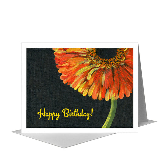 Gerber Orange on Black, Greeting Card (#7432AC) A2 Card Front, www.printedcanvas.com