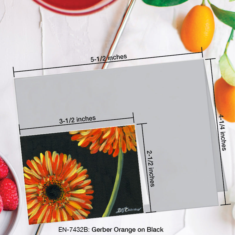 Gerber Orange on Black, Greeting Card (7432B), Enclosure Card, www.printedcanvas.com