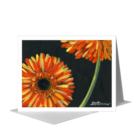 Gerber Orange on Black, Greeting Card (#7432B) A2 Card Front, www.printedcanvas.com