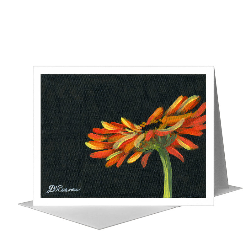 Gerber Orange on Black, Greeting Card (#7432C) A2 Card Front, www.printedcanvas.com