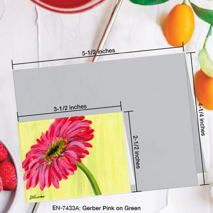 Gerber Pink on Green, Greeting Card (7433A), Enclosure Card, www.printedcanvas.com