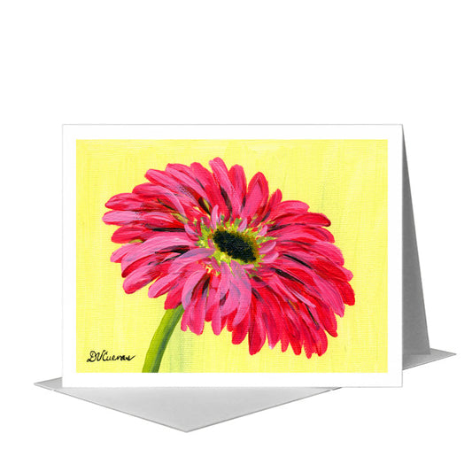 Gerber Pink on Green, Greeting Card (#7433C) A2 Card Front, www.printedcanvas.com