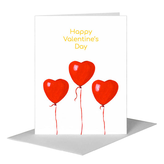 Balloon Red Heart, Greeting Card (#7438B) A2 Card Front, www.printedcanvas.com