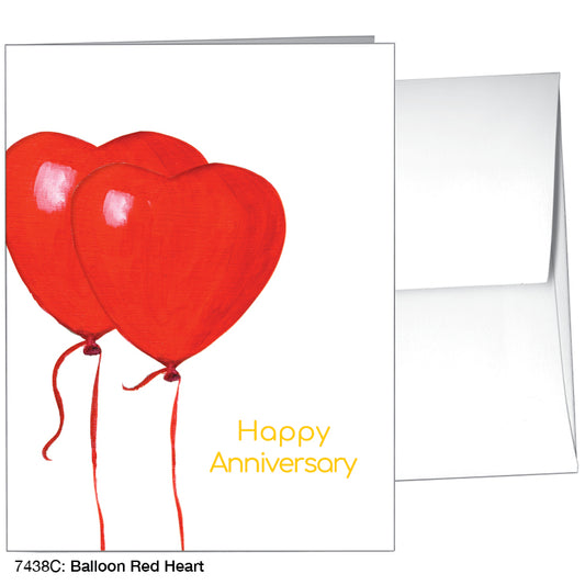 Balloon Red Heart, Greeting Card (#7438C), A2 Card Front, www.printedcanvas.com
