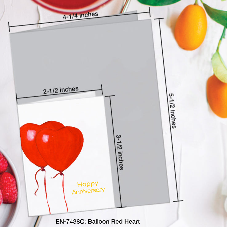 Balloon Red Heart, Greeting Card (#7438C)