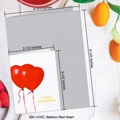 Balloon Red Heart, Greeting Card (#7438C)