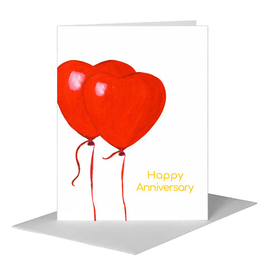 Balloon Red Heart, Greeting Card (#7438C) A2 Card Front, www.printedcanvas.com