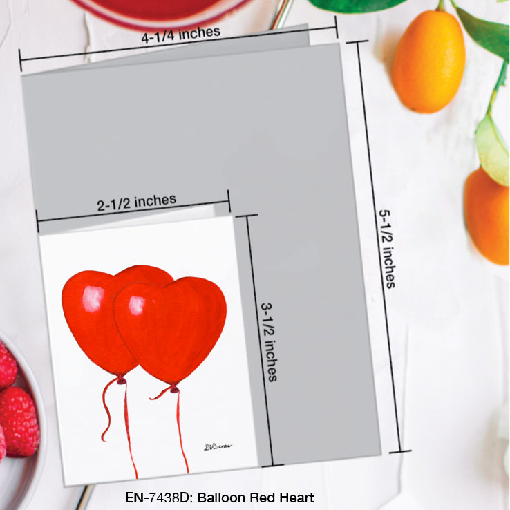 Balloon Red Heart, Greeting Card (#7438D)
