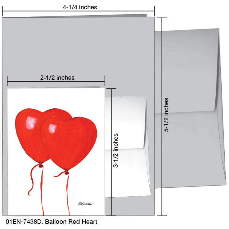 Balloon Red Heart, Greeting Card (#7438D)