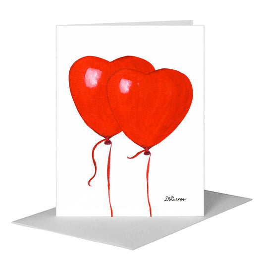 Balloon Red Heart, Greeting Card (#7438D) A2 Card Front, www.printedcanvas.com