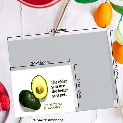 Avocados, Greeting Card (7442N), Enclosure, www.printedcanvas.com