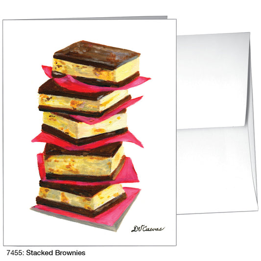 Stacked Brownie & Peanut Butter Cream Sandwiches, Greeting Card (7455), A2, printedcanvas.com