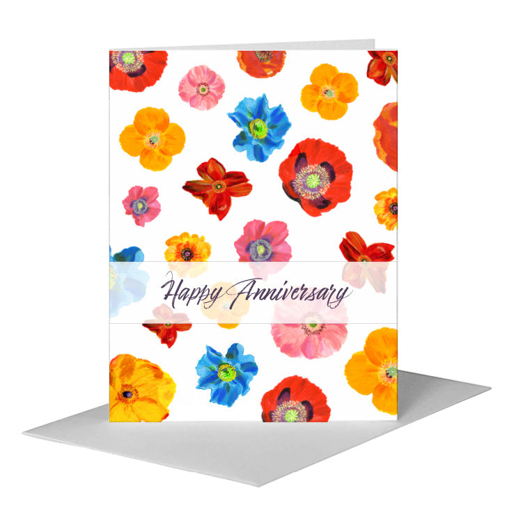 Poppies Plural, Greeting Card (#7477BA) A2 Card Front, www.printedcanvas.com