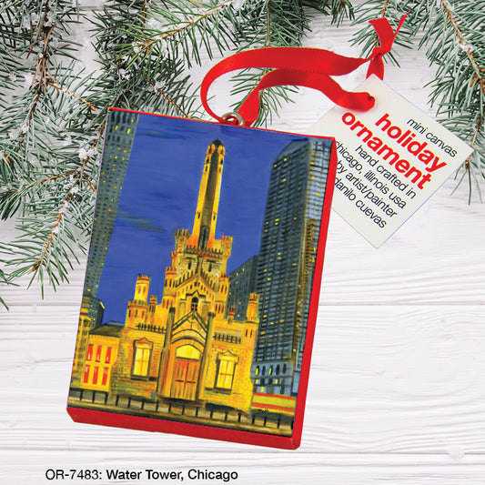 Water Tower, Chicago, Ornament (OR-7483), Front, printedcanvas.com