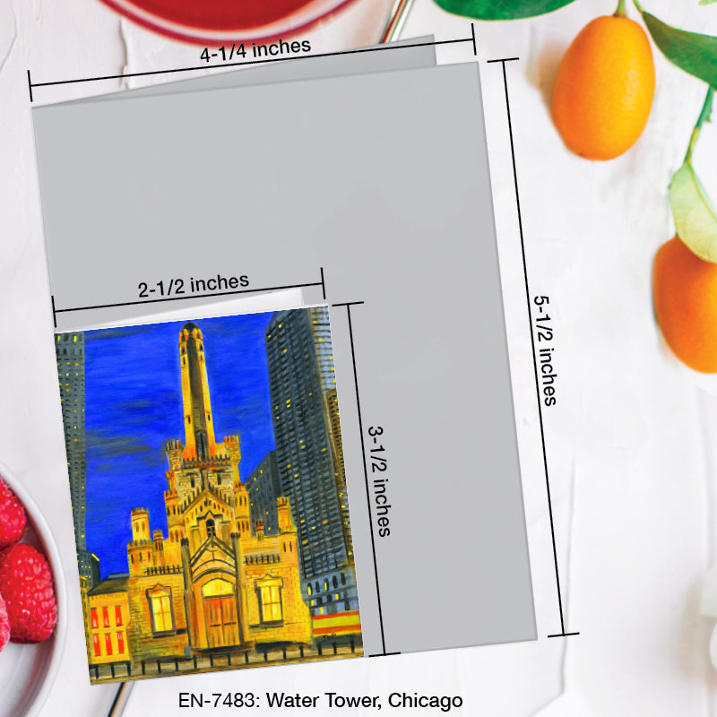 Water Tower, Chicago, Greeting Card (7483A), Enclosure Card, www.printedcanvas.com