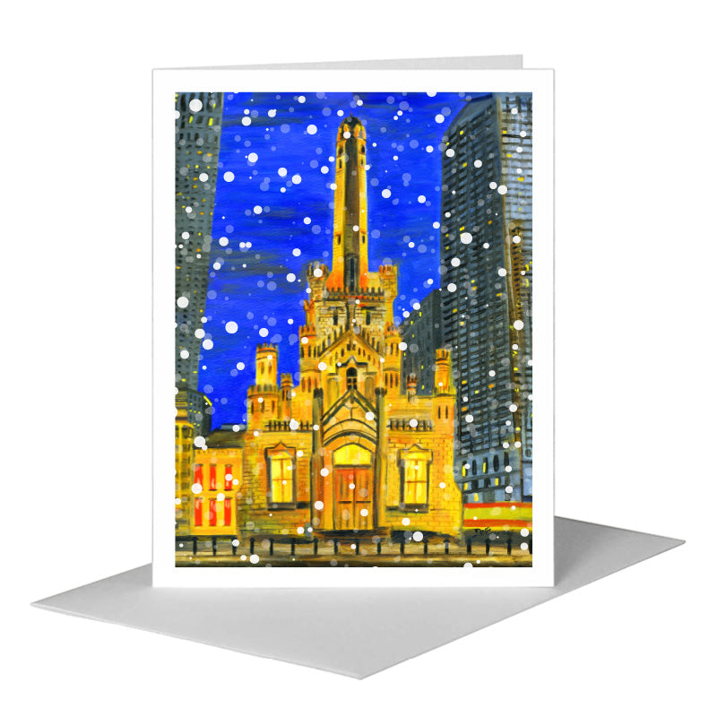 Water Tower, Chicago, Greeting Card (#7483B) A2 Card Front, www.printedcanvas.com