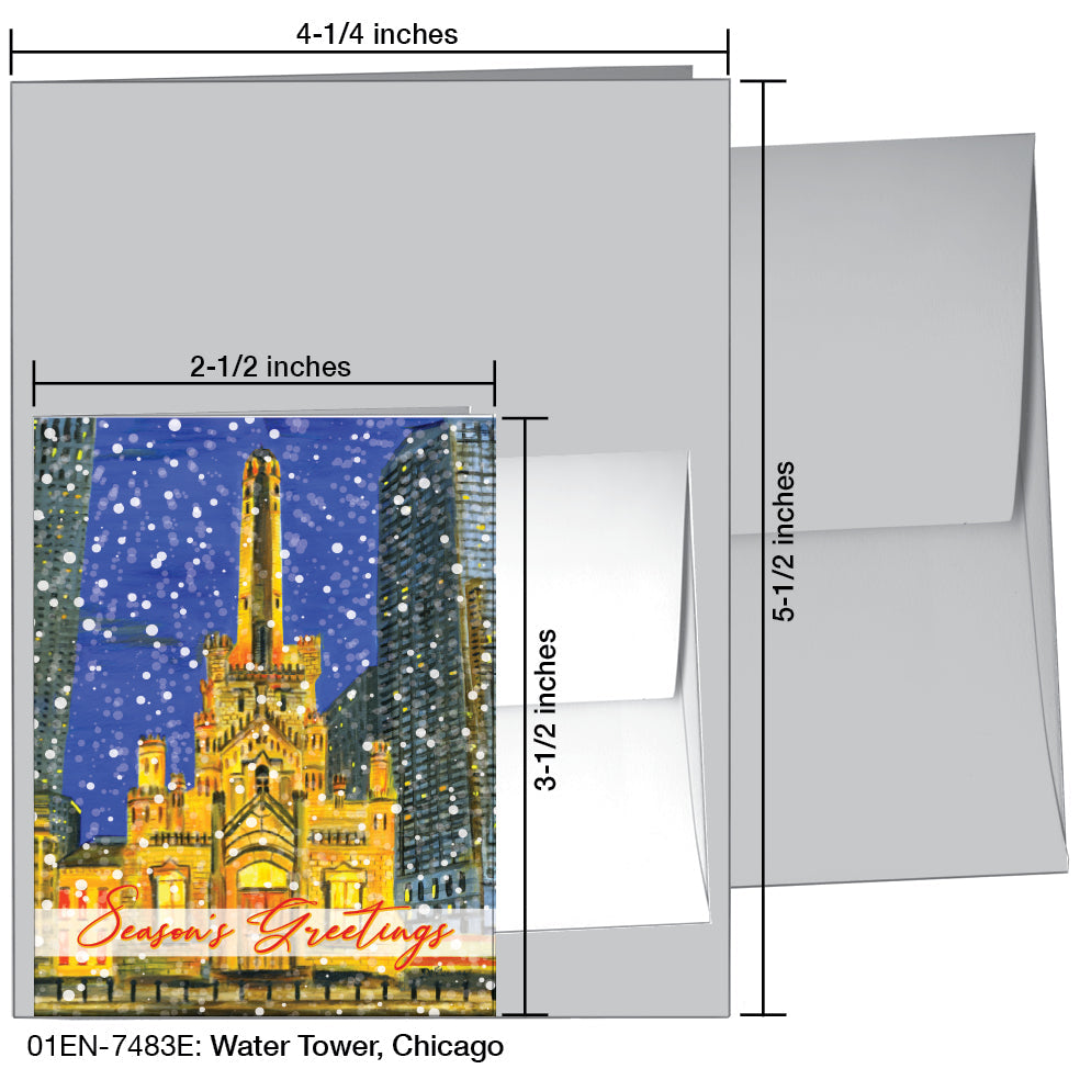 Water Tower, Chicago, Greeting Card (7483E), Enclosure, printedcanvas.com