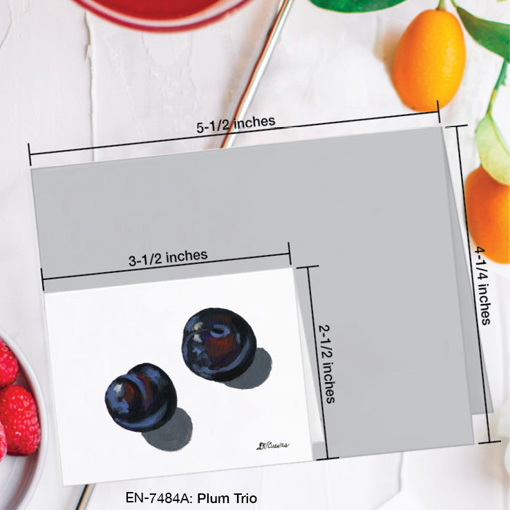 Plum Trio 1, Greeting Card (7484A), Enclosure Card, www.printedcanvas.com
