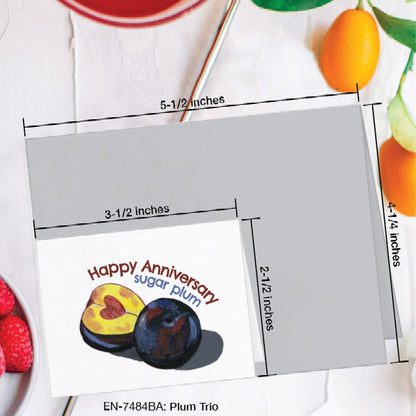 Plum Trio 1, Greeting Card (7484BA), Enclosure, www.printedcanvas.com